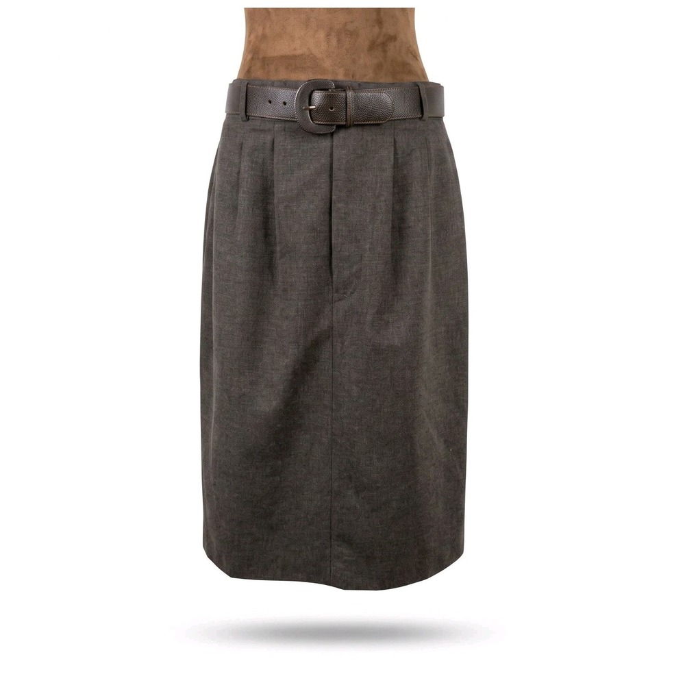 Christy Girl Vintage 90s Pencil Skirt Womens 14 Belted Gray Taupe Office Career